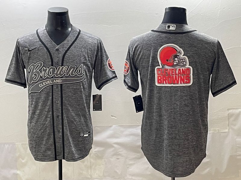 Men 2025 Cleveland Browns Blank Grey Joint Name Nike Limited NFL Jersey style 3